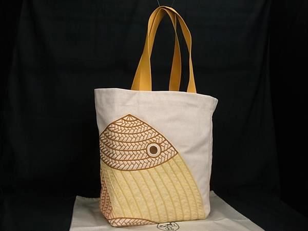 Hermes Poisson Natte Toile Ashe Tote Bag Shoulder Bag Beige Bi5260