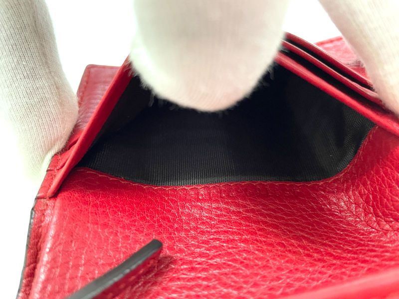 Gucci Animalier Taiga Head Leather Compact Wallet 453169 Red Made In Italy