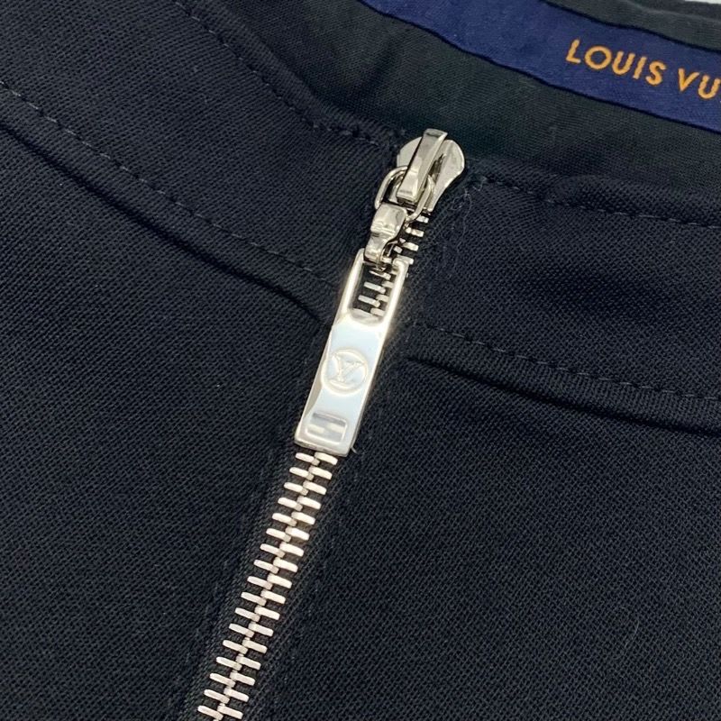 Louis Vuitton Bottoms Wool Pants Logo Black Silver