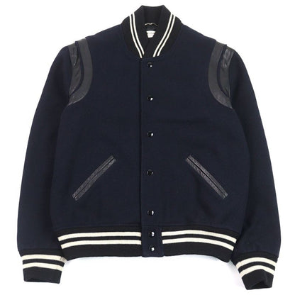 Saint Laurent Paris 354718 Editon Wool Blend Teddy Jacket Blouson With Leather