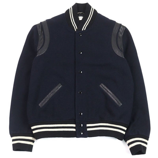 Saint Laurent Paris 354718 Editon Wool Blend Teddy Jacket Blouson With Leather