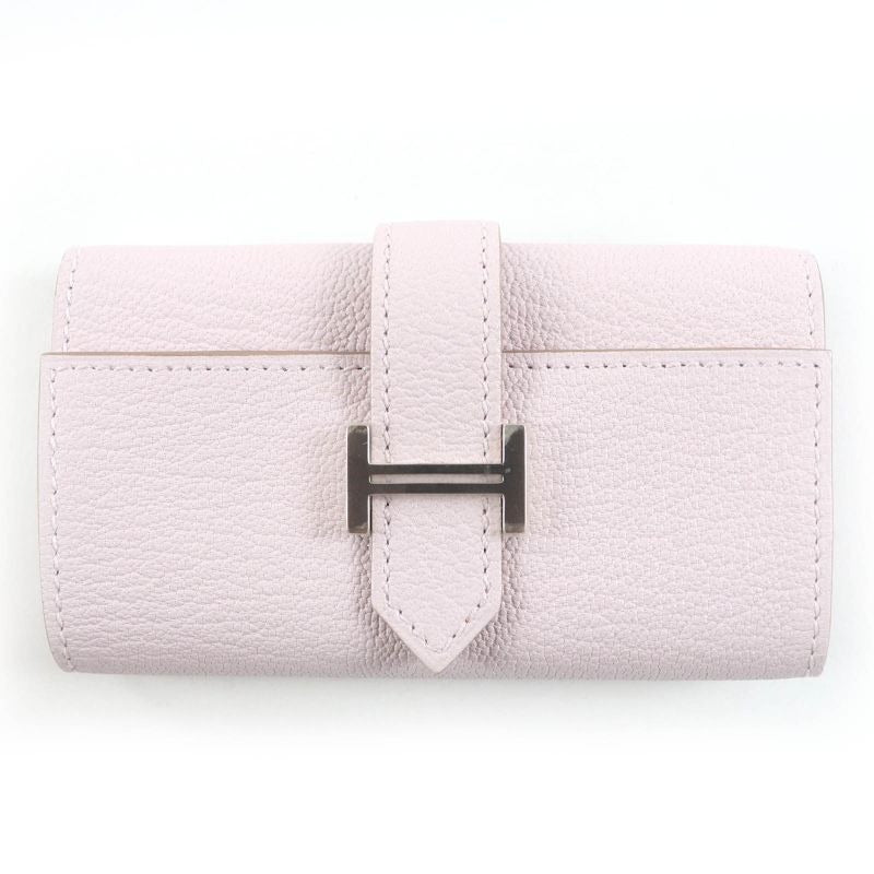 Hermes Bearn Chevre Mauve Pere Silver Hardware 4 Ring Key Case Engraved W