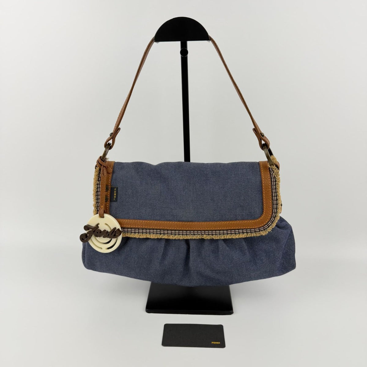 Fendi Shoulder Bag Blue Denim Vintage