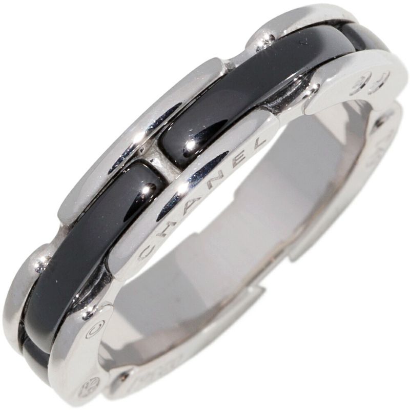 Chanel Ring 18K White Gold Black Ceramic Ultra Collection Ring Small Model J3092
