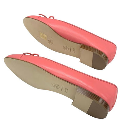 Chanel Flat Shoes Leather Pink Unused Ballet Shoes Here Mark Ribbon