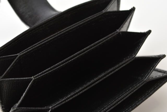 Fendi Card Case Business Card Holder Leather Black Gold