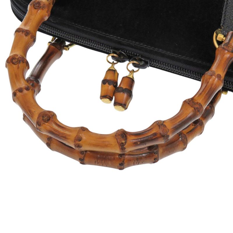Gucci Bamboo Suede Black 2-way Handbag Black 1639 Gucci