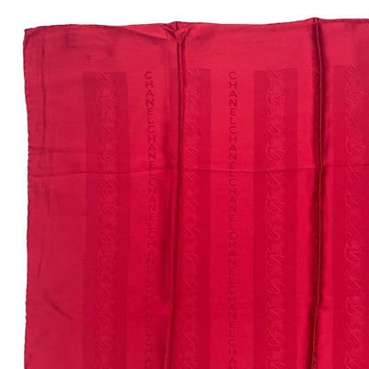 Chanel Scarf Silk Logo Striped Pattern Red — view 2