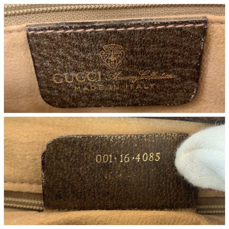 Gucci Vintage Old Gucci Sherry Line Beige Brown GG Supreme Canvas 001 16 4085