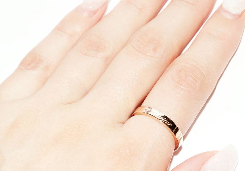 Cartier Ring 18K Pink Gold Diamond 1P (003ct) C De Cartier Ring Engraved Ring