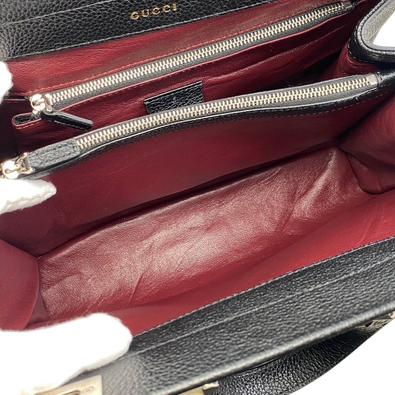 Gucci Handbag Zumi Small Top Handle Bag 569712 Leather Logo Black Silver