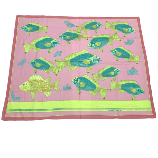 Hermes Fish Sakana Large Scarf Shawl Scarf Pink
