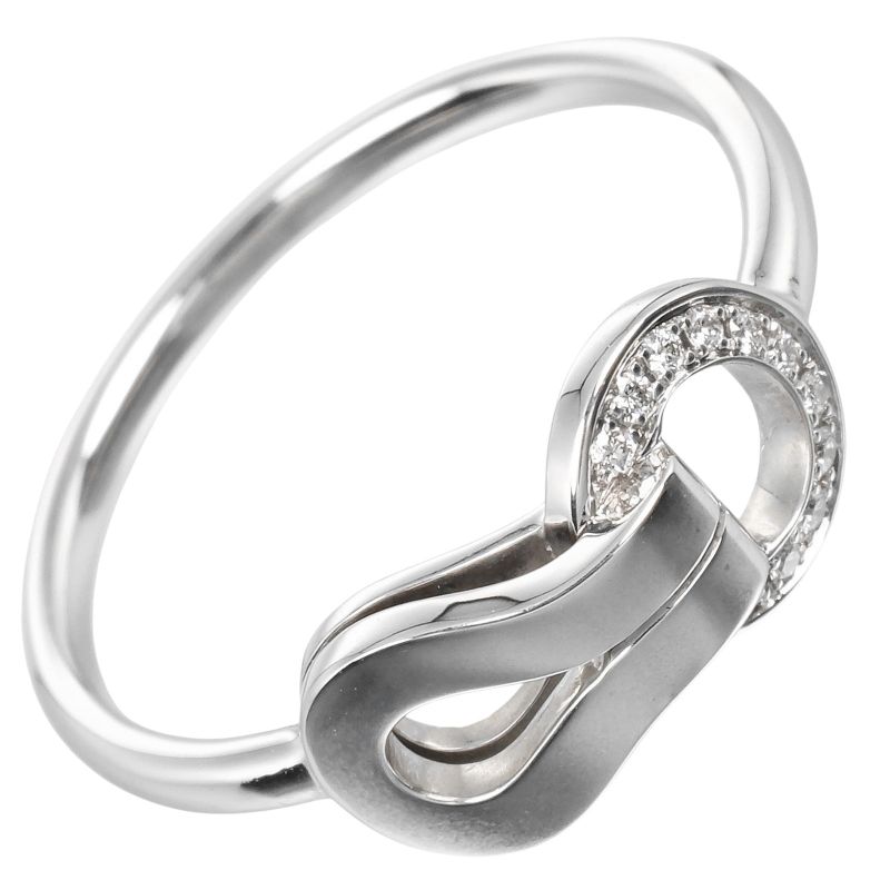 Cartier Agraf 18kwhite Gold And Diamonds #9 Ladies 2.5g Ring