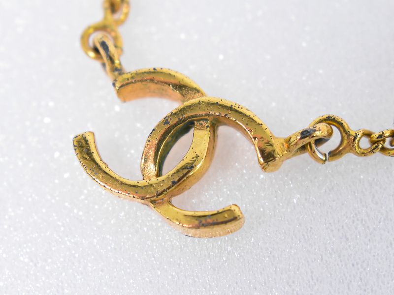 Authentic Chanel Coco Mark Necklace Pendant GP Gold Plated Accessories Jewelry