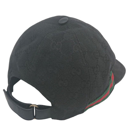 Gucci Cap Hat Sherry Line GG Canvas Black XL 60cm (23.62in)