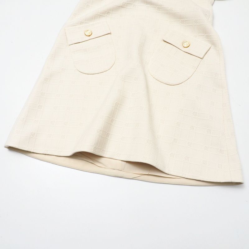 Gucci Dress Size 42 Short Sleeves Dress GG Logo Tweed Made In Italy