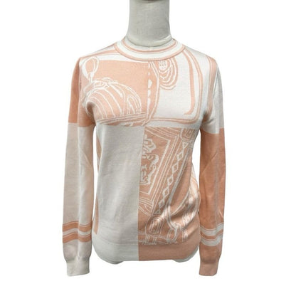 Hermes Top Pink Ivory Bridesdegala Knit Long Sleeve