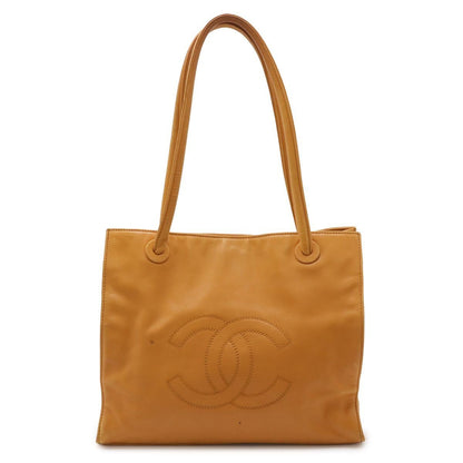 Chanel CC Logo Tote Shoulder Bag Leather Master Yellow