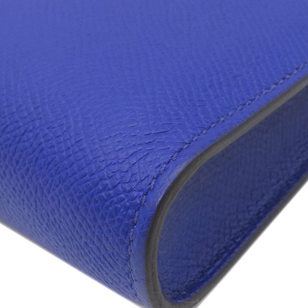 Hermes Clutch Bag Zip Tablet Vaux Epson Blue Electric Silver Hardware Blue