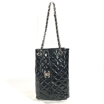 Chanel Upside Down Shoulder Bag Quilted Enamel Black