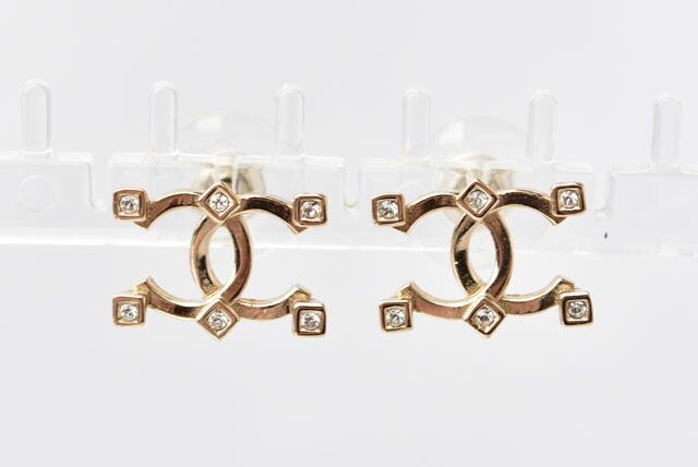 Chanel Earrings Accessories Chanel Earrings CC Rhinestone Gold