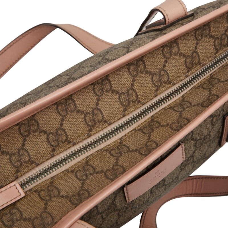Gucci GG Supreme Handbag Tote Bag 211138 Beige Pink PVC Leather Ladies Gucci