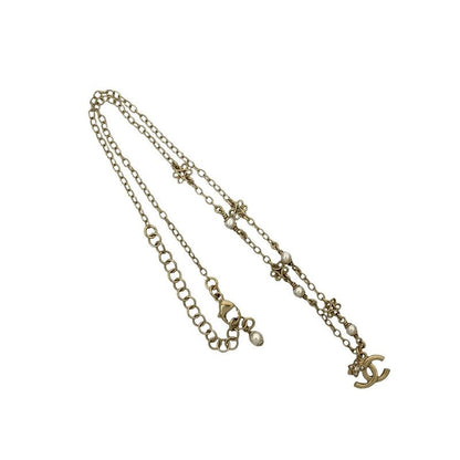 Chanel Coco Mark Fake Pearl Chain Necklace Pendant 23CK