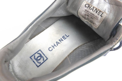 Chanel Shoes Sneakers Shoes Low Cut Women Leather Genuine Leather Navy Blue