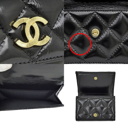 Chanel Small Flap Wallet Black Gold Hardware Shiny Cuffskin