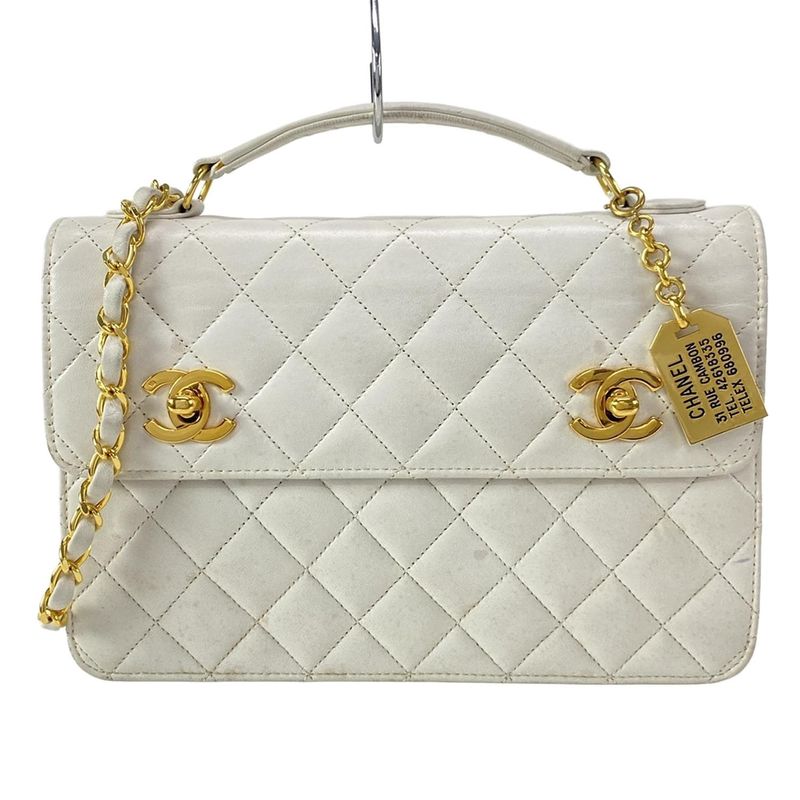 Chanel Shoulder Bag Matelasse /double Coco White 2way/gold Hardware /chain