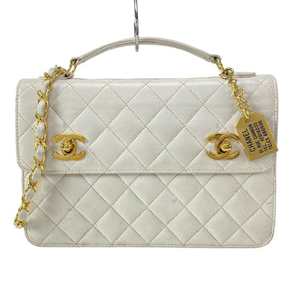 Chanel Shoulder Bag Matelasse /double Coco White 2way/gold Hardware /chain