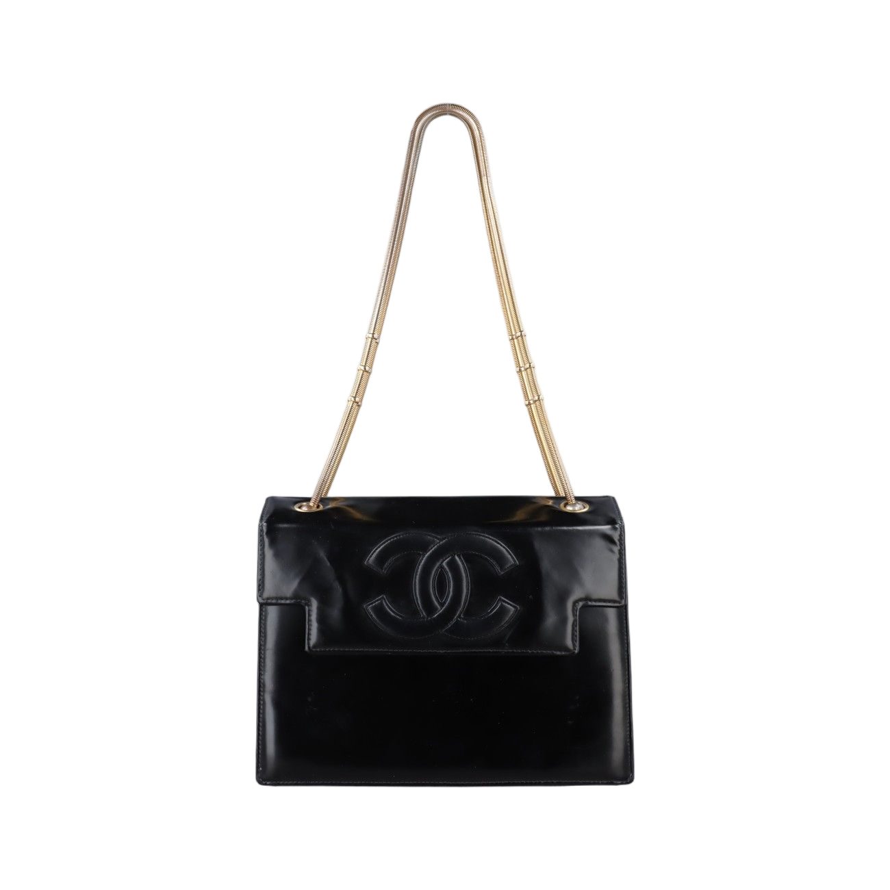 Chanel CC Snake Chain Flap Black Enamel