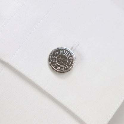 Hermes Mosaic Giant Cotton Serie Button Back Print Long Sleeve Shirt White