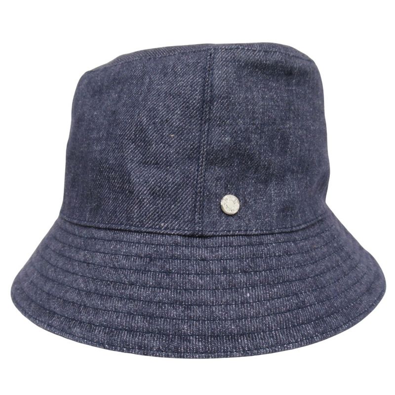 Hermes Denim Eden Bucket Hat Linen Serie Logo Silver Hardware Size 56 Indigo