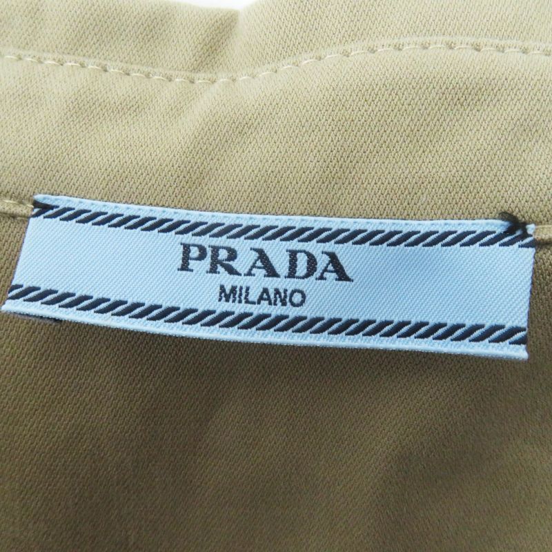 Prada 2023 P293ht Cotton Linen Triangle Logo Belted Short Sleeve All-in-one/jum