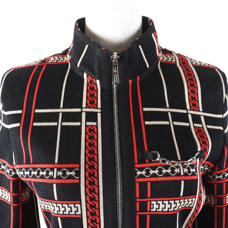Hermes 2023 3h4209dc Tartan Et Chaines 100% Cotton Racer Jacket Zipup Knit