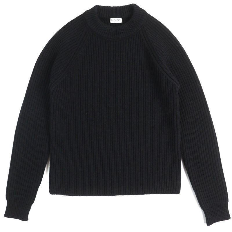 Saint Laurent Paris 574444 Wool Cashmere Bottleneck Long Sleeve Ribbed Knit