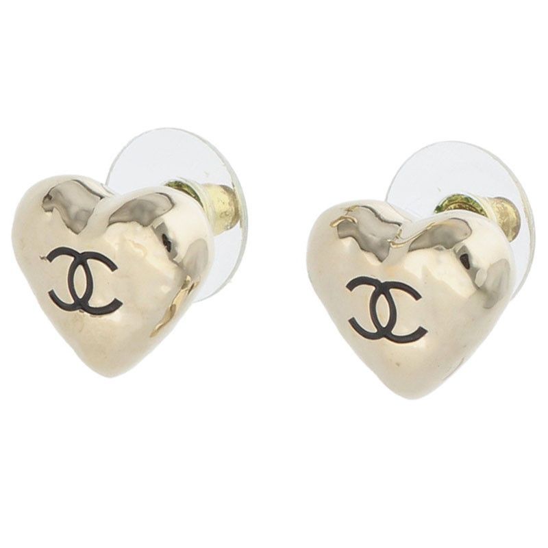Chanel B22 C Coco Mark Heart Earrings Ladies