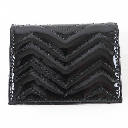 Gucci 466492 GG Marmont Patent Leather Bifold / Compact Wallet Black With Box