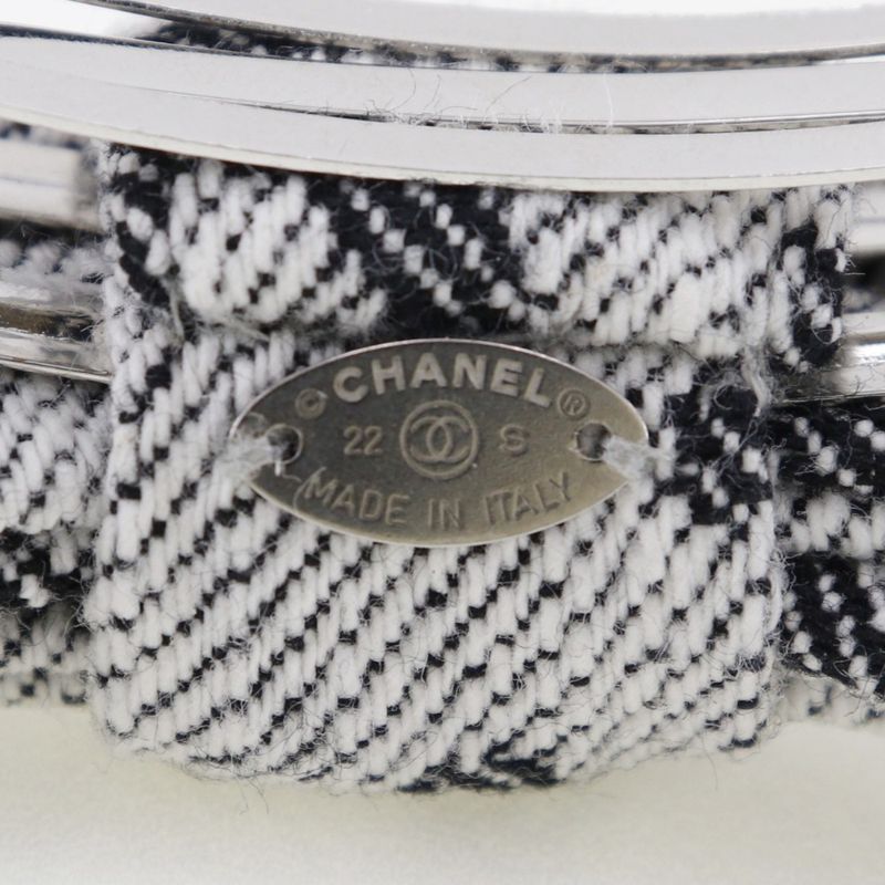 Chanel Coco Mark Ribbon Cotton Gray 22S Ladies Barrette