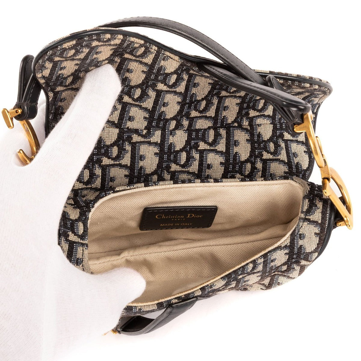 Dior Blue Canvas Bree Kusaddle Navy — view 9