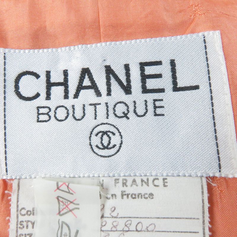 CHANEL Vintage 100% Linen Jacket And Dress Setup Ensemble Orange 36 Made In
