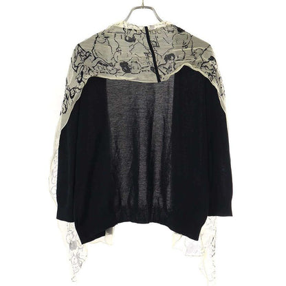 Hermes Silk Shawl Docking Cardigan Black LA