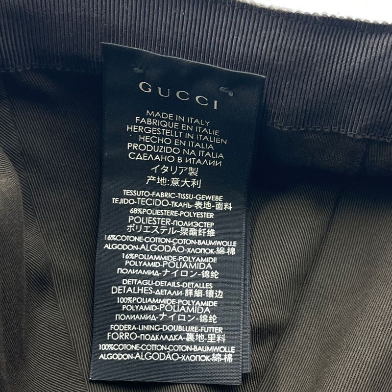 Gucci Hat Baseball Cap Leather GG Logo Blawan Men's Size XL