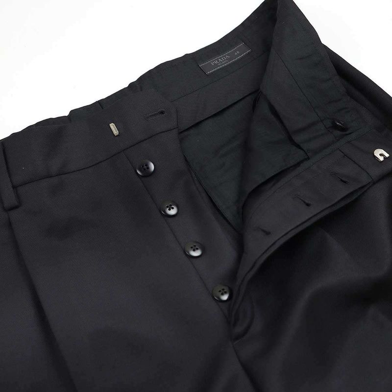 Prada 23ss Wool Mohair Slack Pants Up0214 Black 48