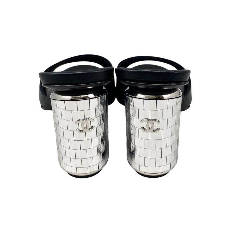 Chanel Mule Sandals Mirror Heel G45358 X01000 94305 36 1 2 Size Coco Mark