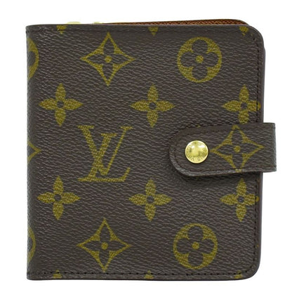 Authentic Louis Vuitton LV Compact Zip Monogram Fold Wallet Brown M61667