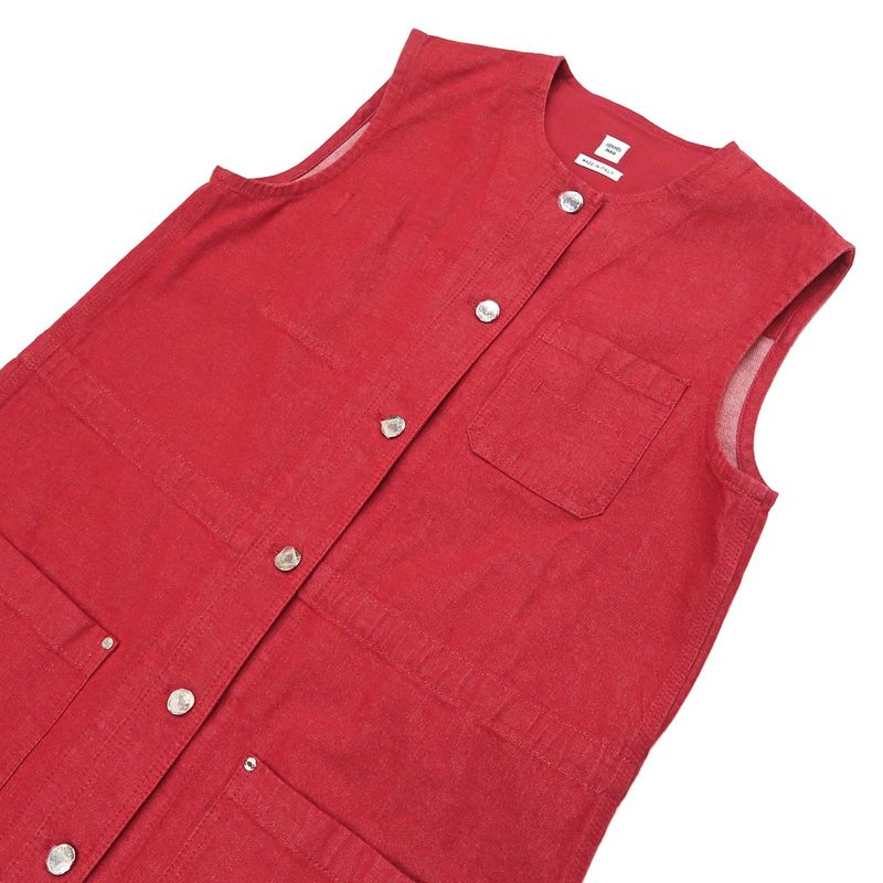 Hermes Nosleeve Dress Size 42 Red Open Front Dress Serie Button Ladies