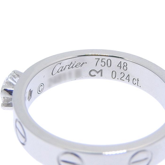 Cartier Mini Love Solitaire Diamond Ring 18K White Gold 750 White Gold Diamond
