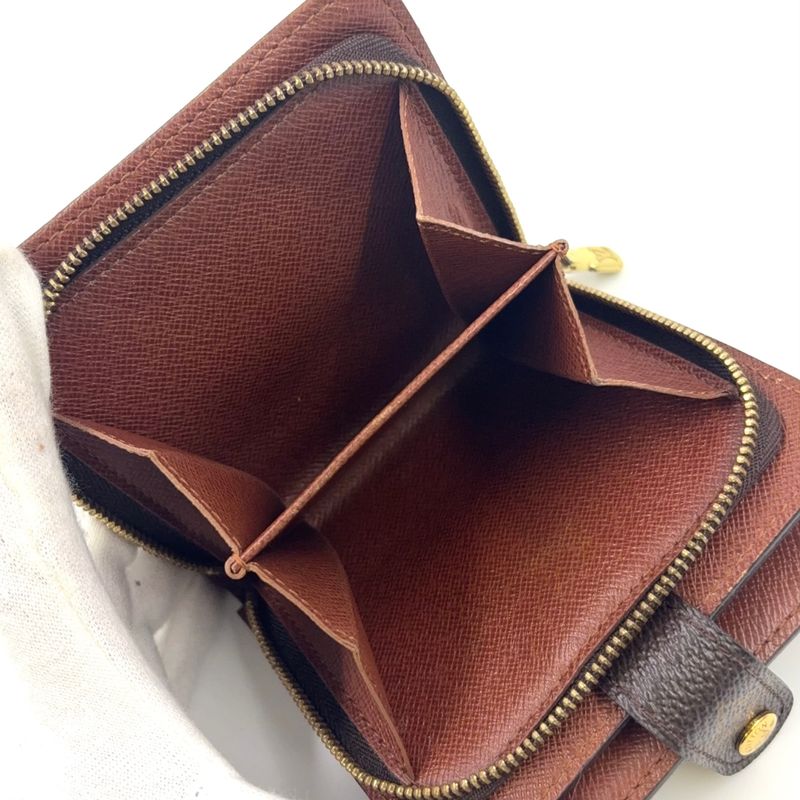 Louis Vuitton Compact Zip Monogram PVC Brown Bifold Wallet Gold M61667
